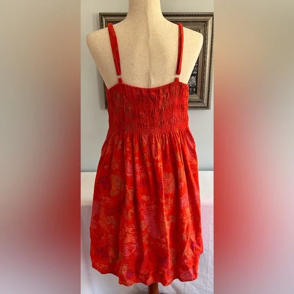 Universal Threads Linen Rayon Mix Orange Smocked Sundress Size L - Picture 2 of 10